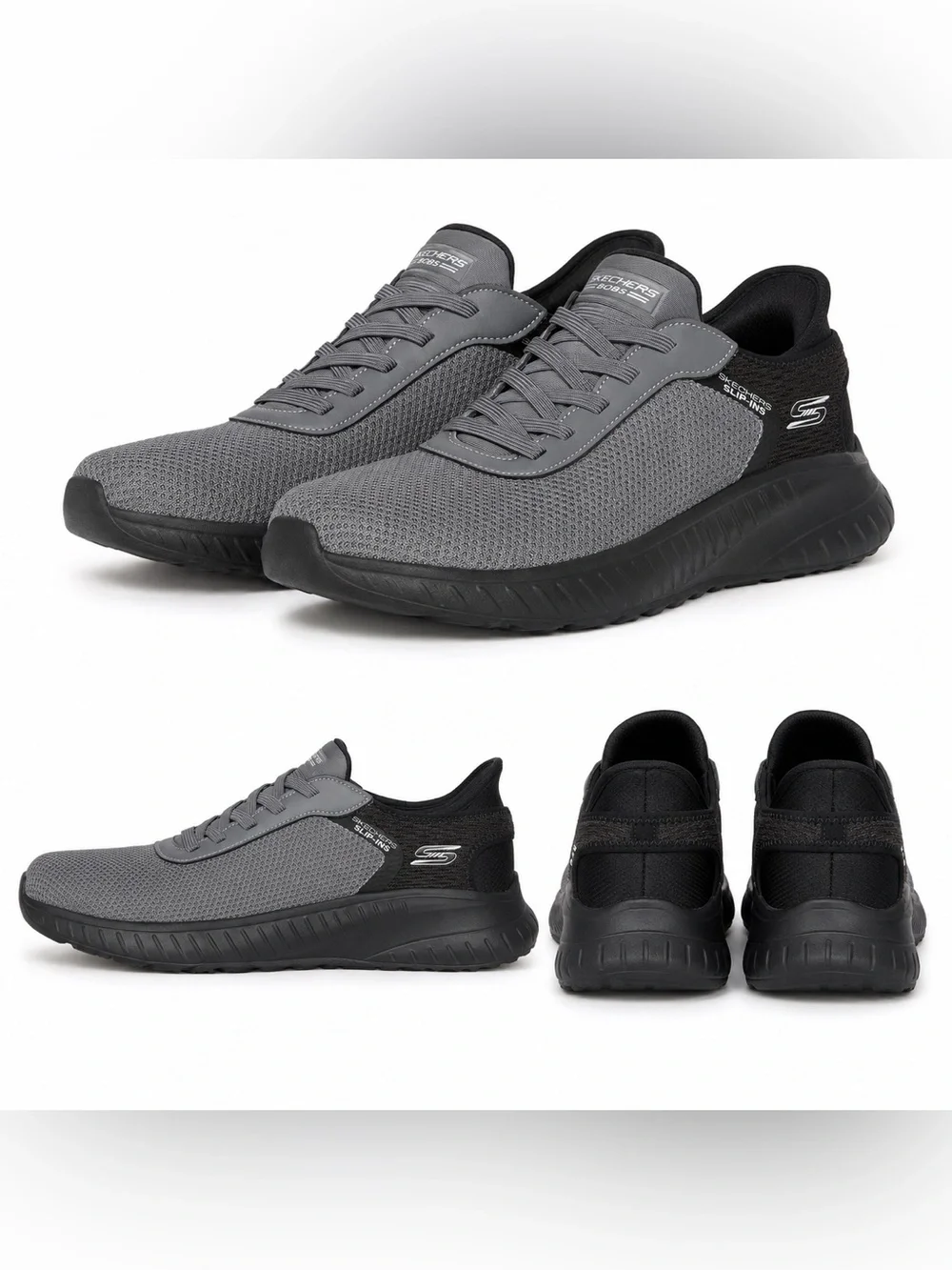 Skechers BOBS Sport Squad Chaos Slip-Ins Men’s 12 Gray Shoes 118309 DKGY